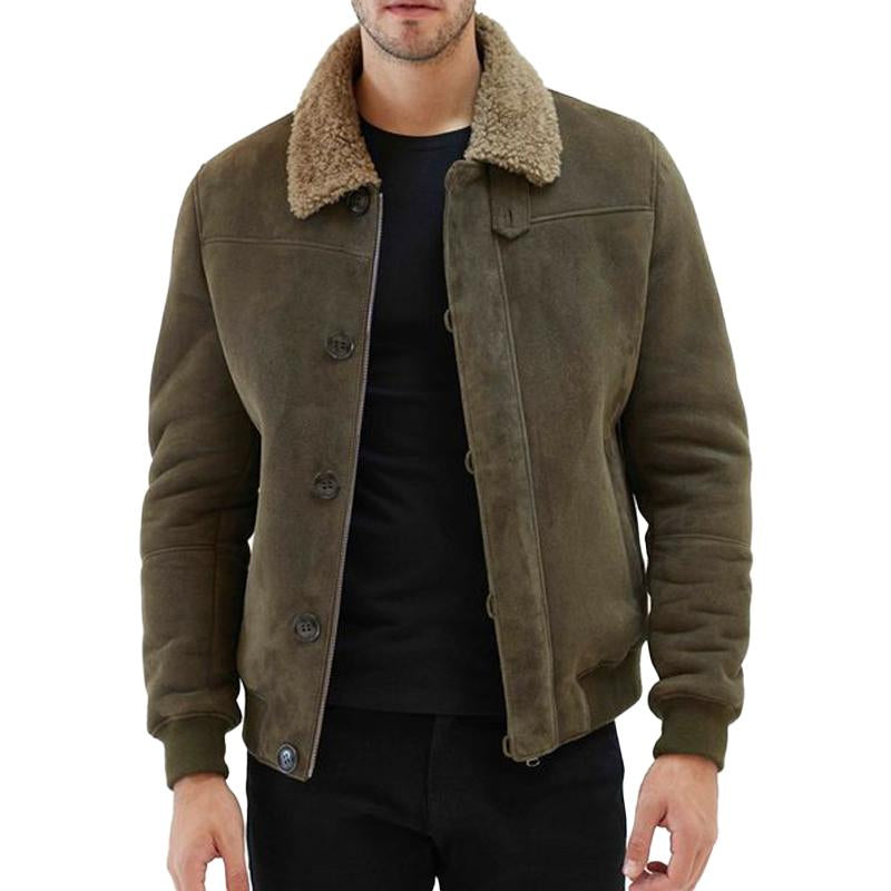 Veste vintage en daim de couleur unie pour hommes | Vezzo