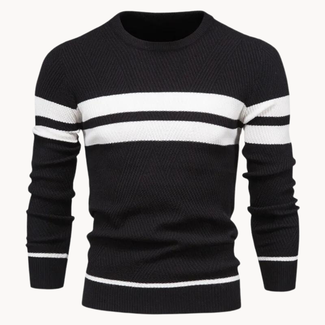 Pull col rond en coton à rayures Zander Field | Vezzo