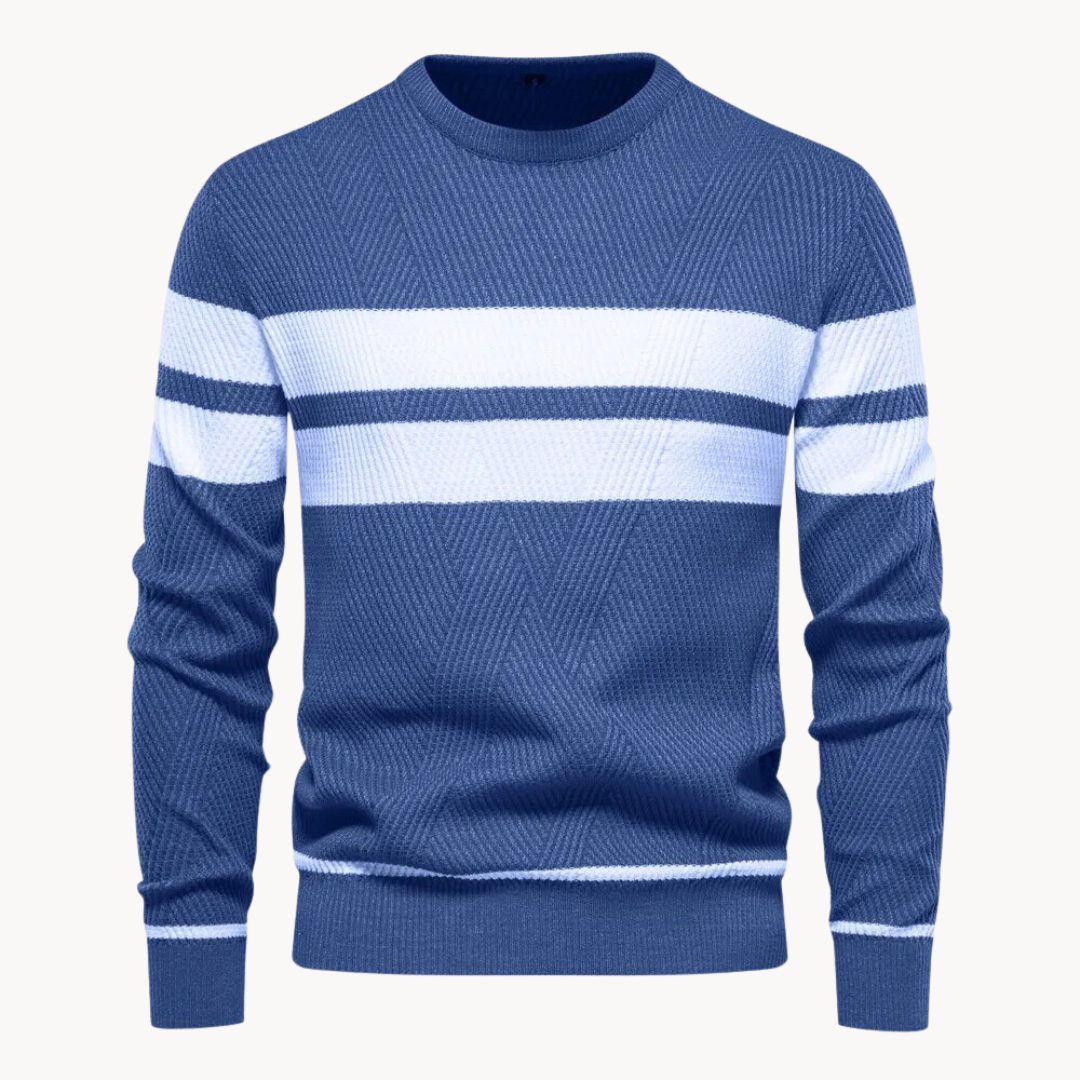 Pull col rond en coton à rayures Zander Field | Vezzo