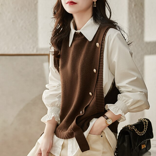 Gilet tricoté uni | Vezzo