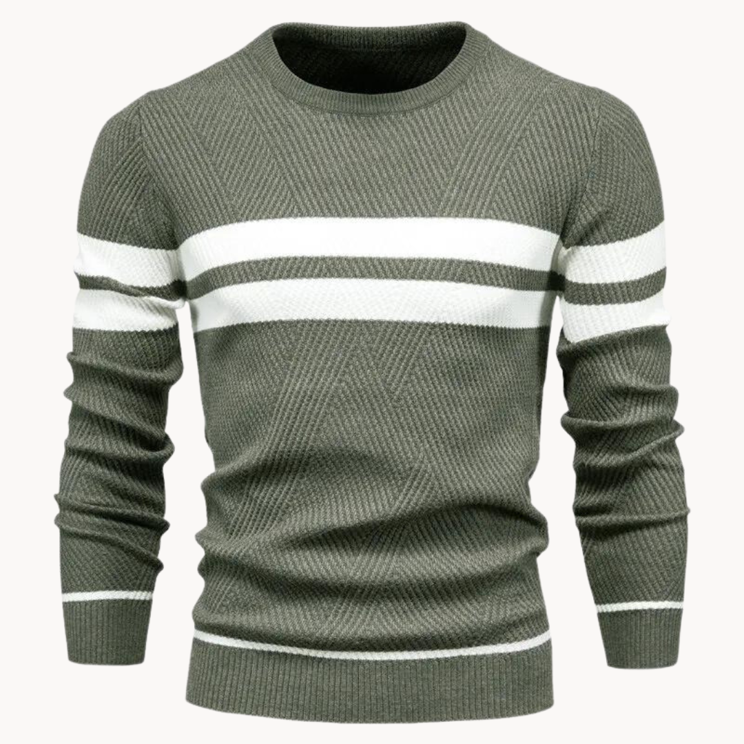 Pull col rond en coton à rayures Zander Field | Vezzo