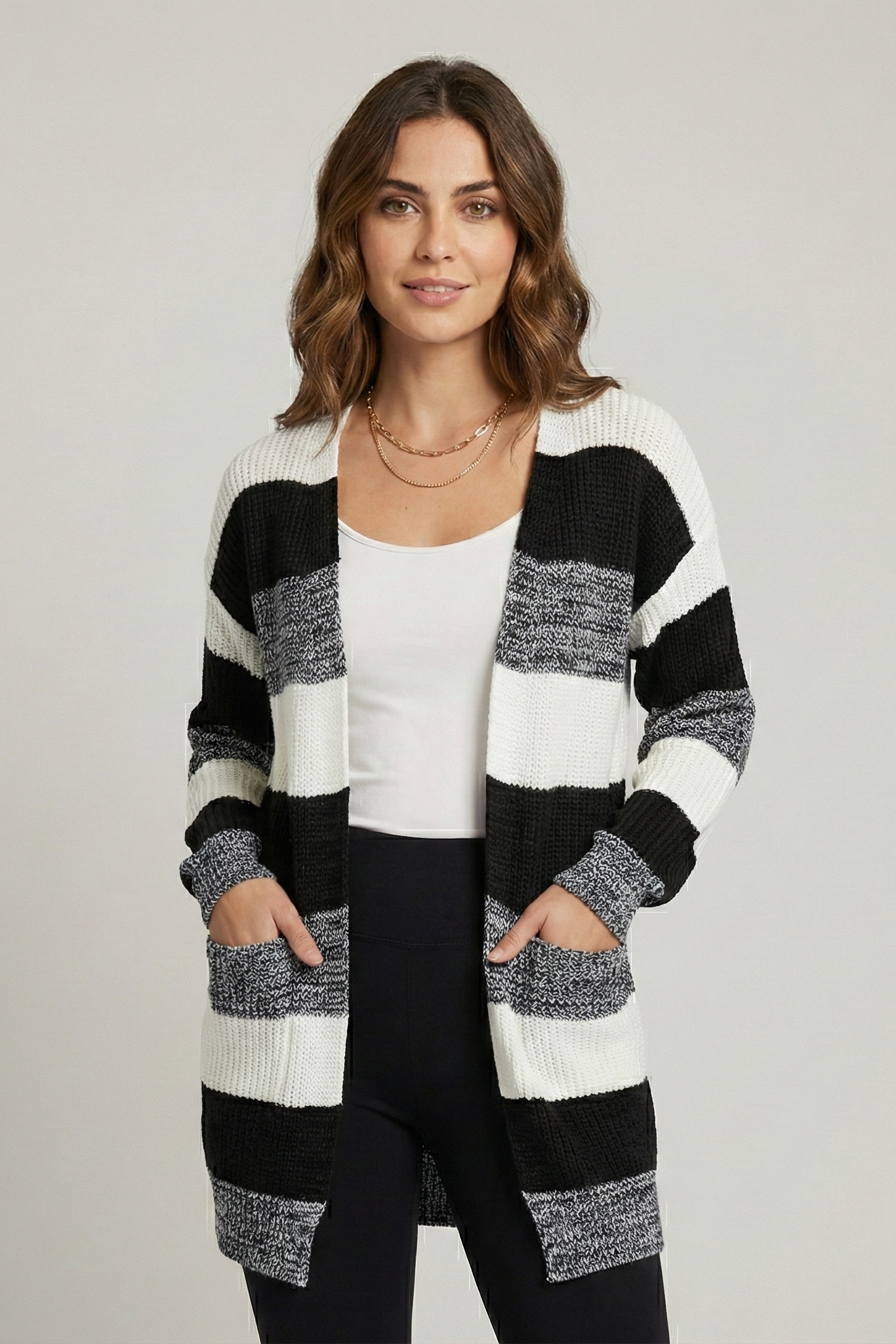 Pull long tricoté patchwork | Vezzo