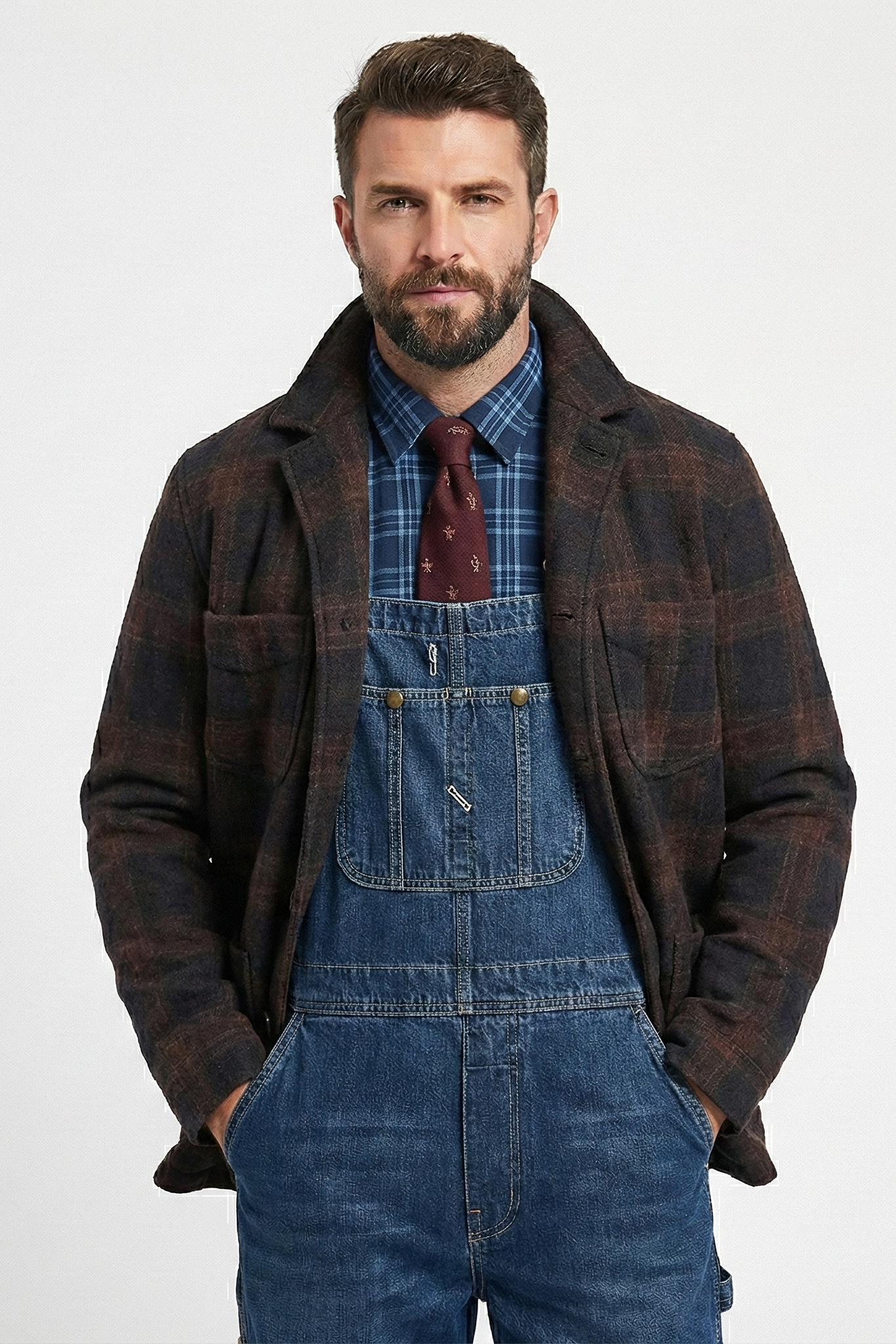 Veste ample à revers à carreaux rétro pour hommes | Vezzo