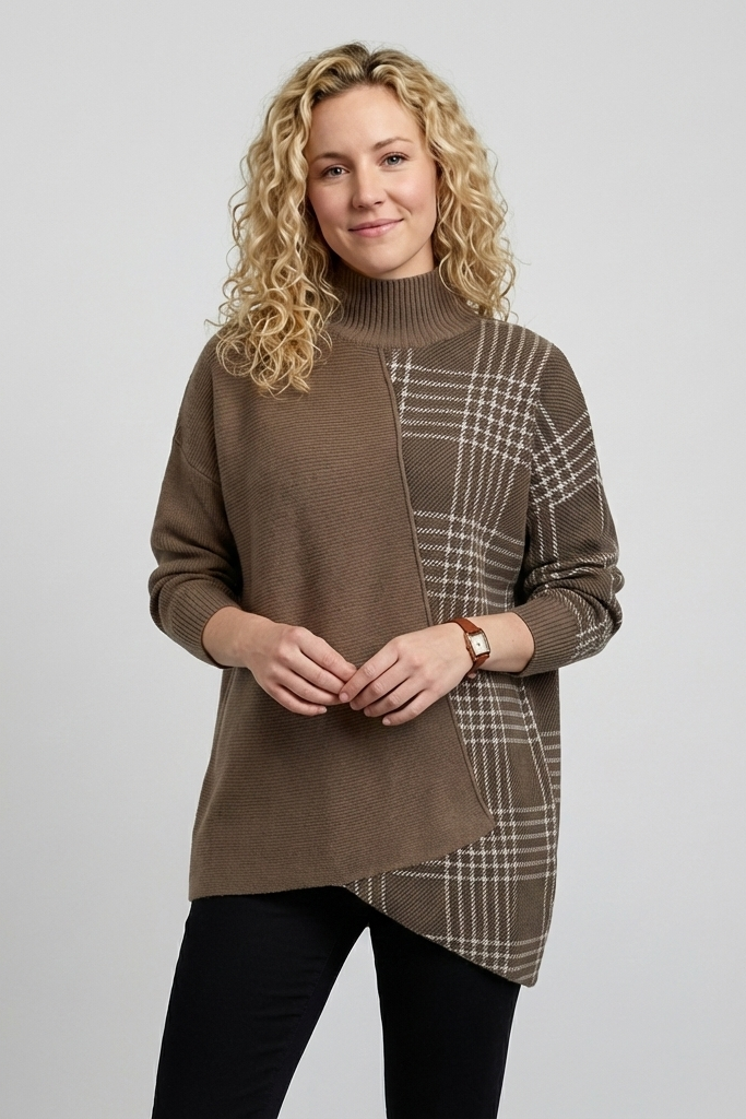Pull à col roulé patchwork | Vezzo