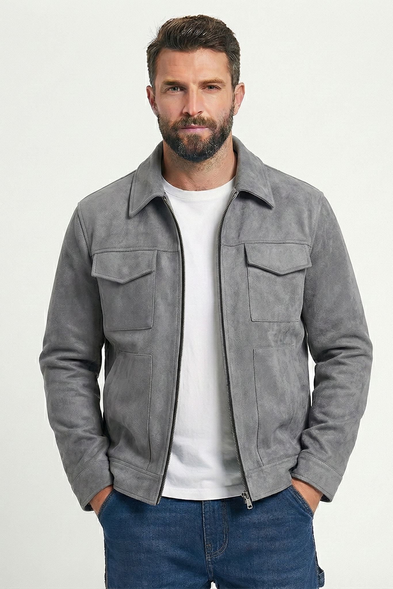Veste surdimensionnée en daim pour hommes | Vezzo