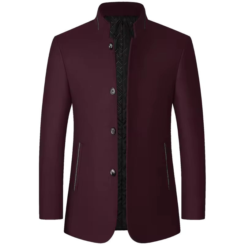 Manteau long à col montant en laine chaude pour hommes | Vezzo