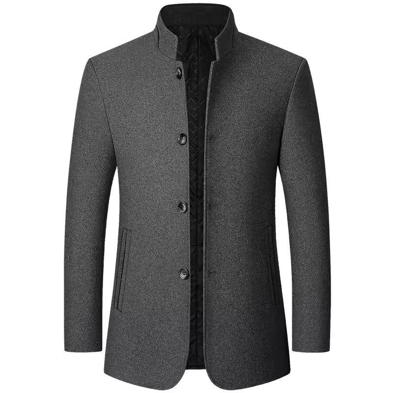 Manteau long à col montant en laine chaude pour hommes | Vezzo