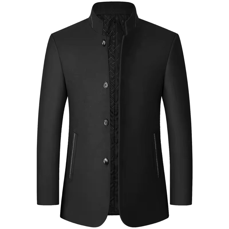 Manteau long à col montant en laine chaude pour hommes | Vezzo