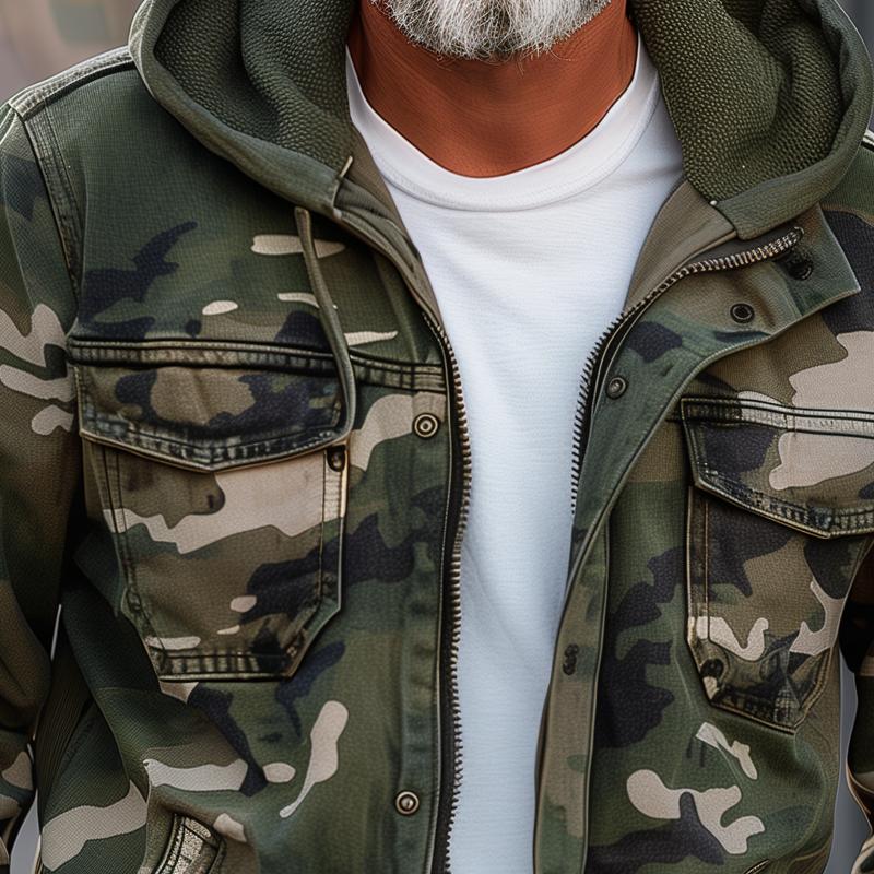 Veste cargo zippée camouflage pour hommes | Vezzo
