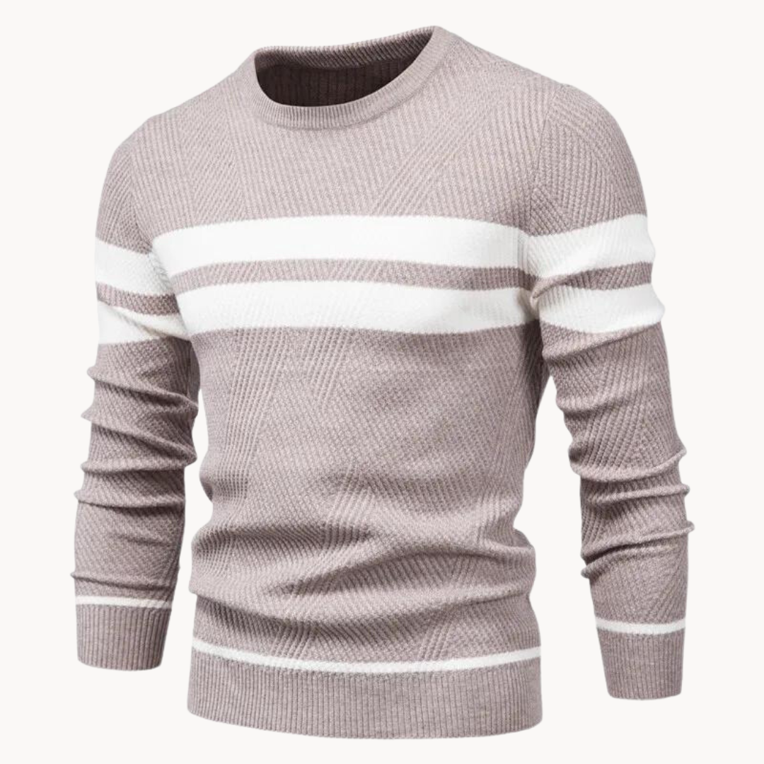 Pull col rond en coton à rayures Zander Field | Vezzo