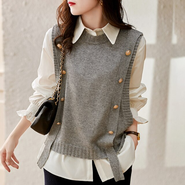 Gilet tricoté uni | Vezzo