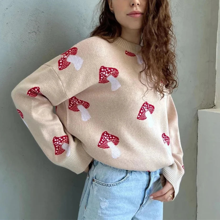 Pull à imprimé graphique champignon | Vezzo