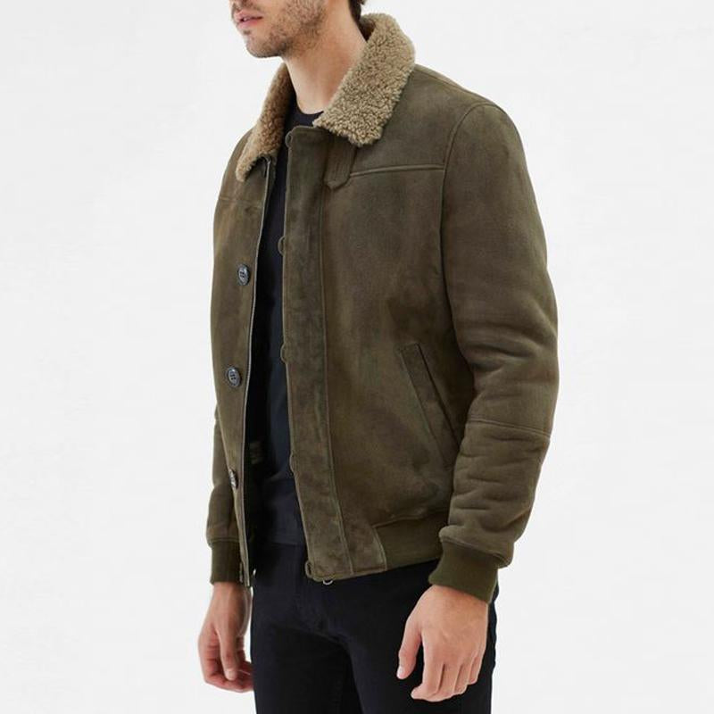 Veste vintage en daim de couleur unie pour hommes | Vezzo