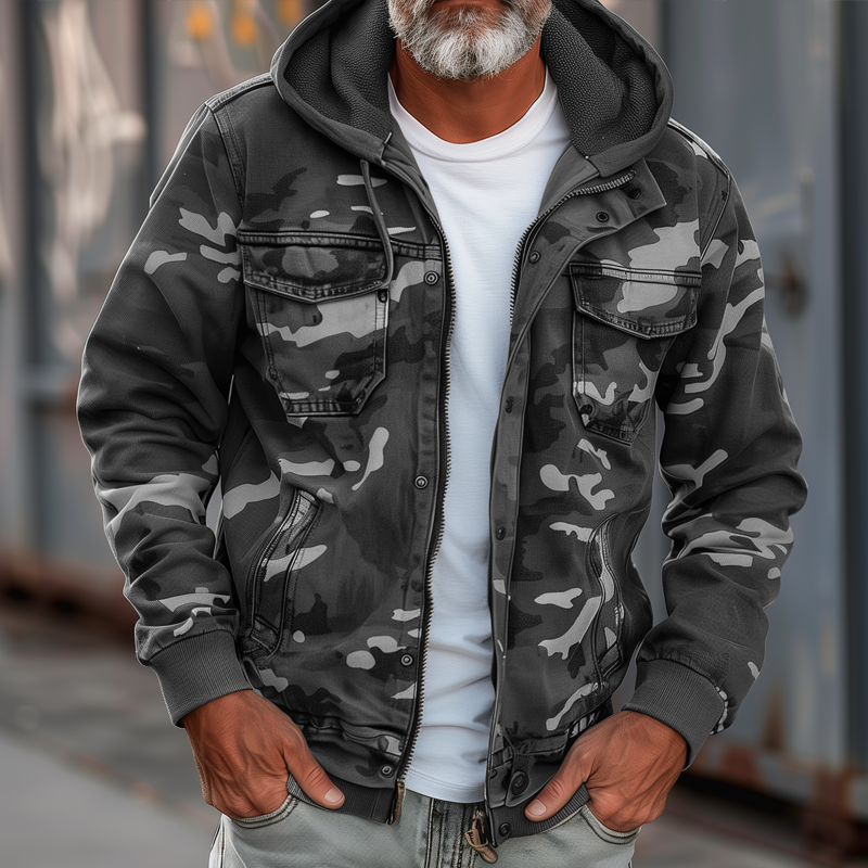 Veste cargo zippée camouflage pour hommes | Vezzo