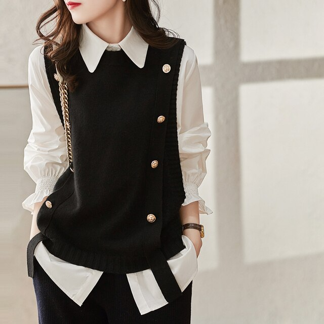 Gilet tricoté uni | Vezzo