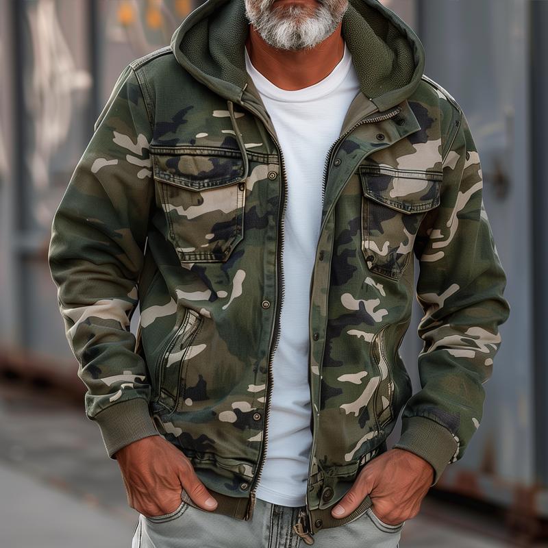 Veste cargo zippée camouflage pour hommes | Vezzo