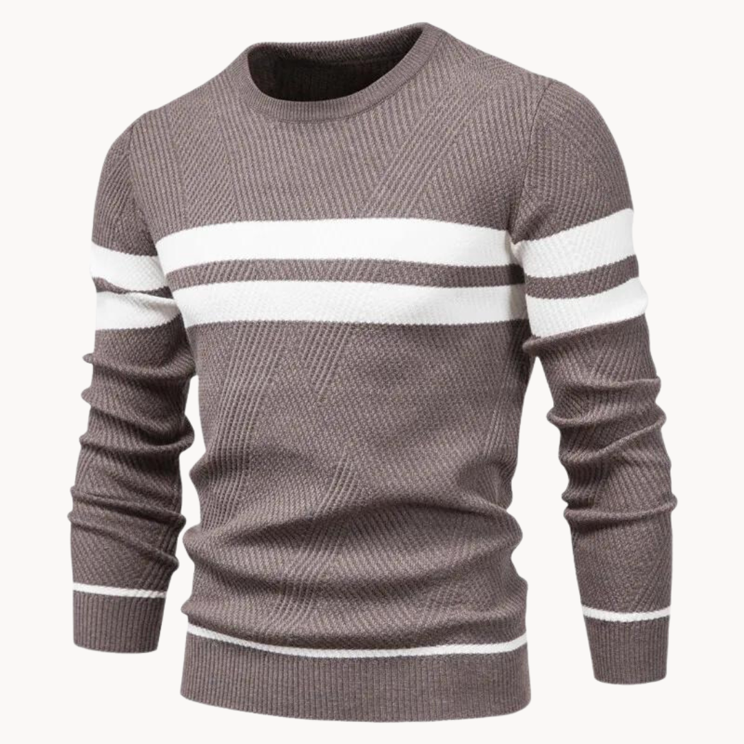 Pull col rond en coton à rayures Zander Field | Vezzo