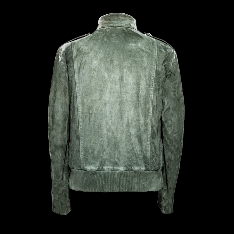 Veste en daim rétro avec poche poitrine et fermeture éclair pour hommes | Vezzo