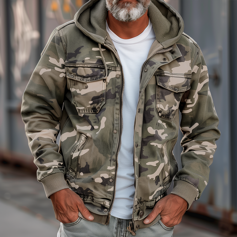 Veste cargo zippée camouflage pour hommes | Vezzo