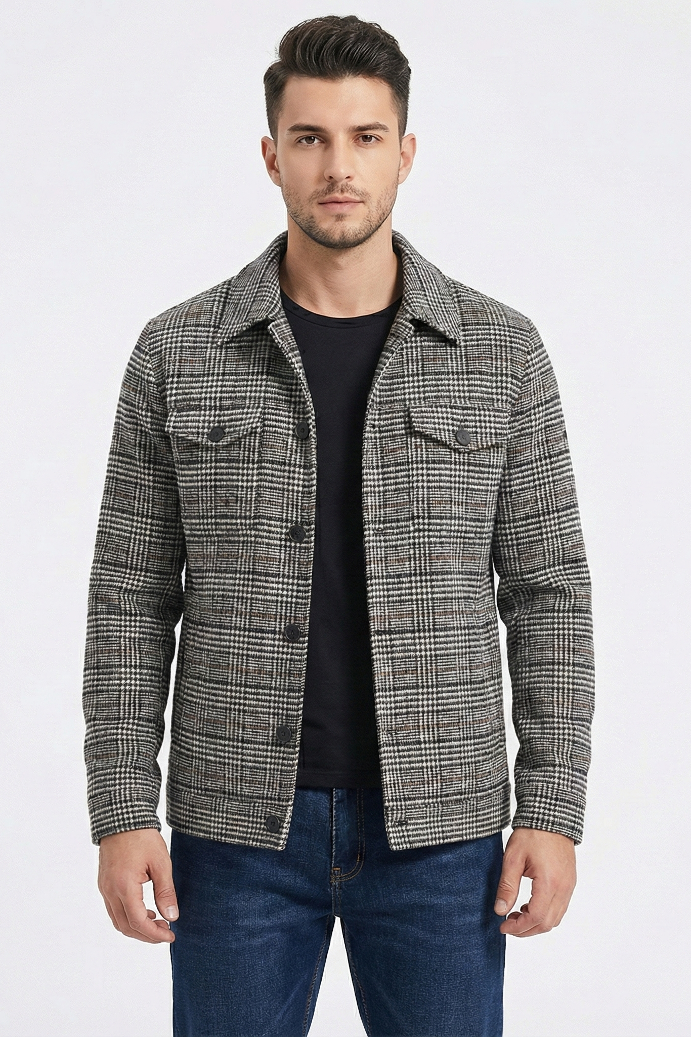 Veste pour hommes avec poche à carreaux et revers pour hommes | Vezzo