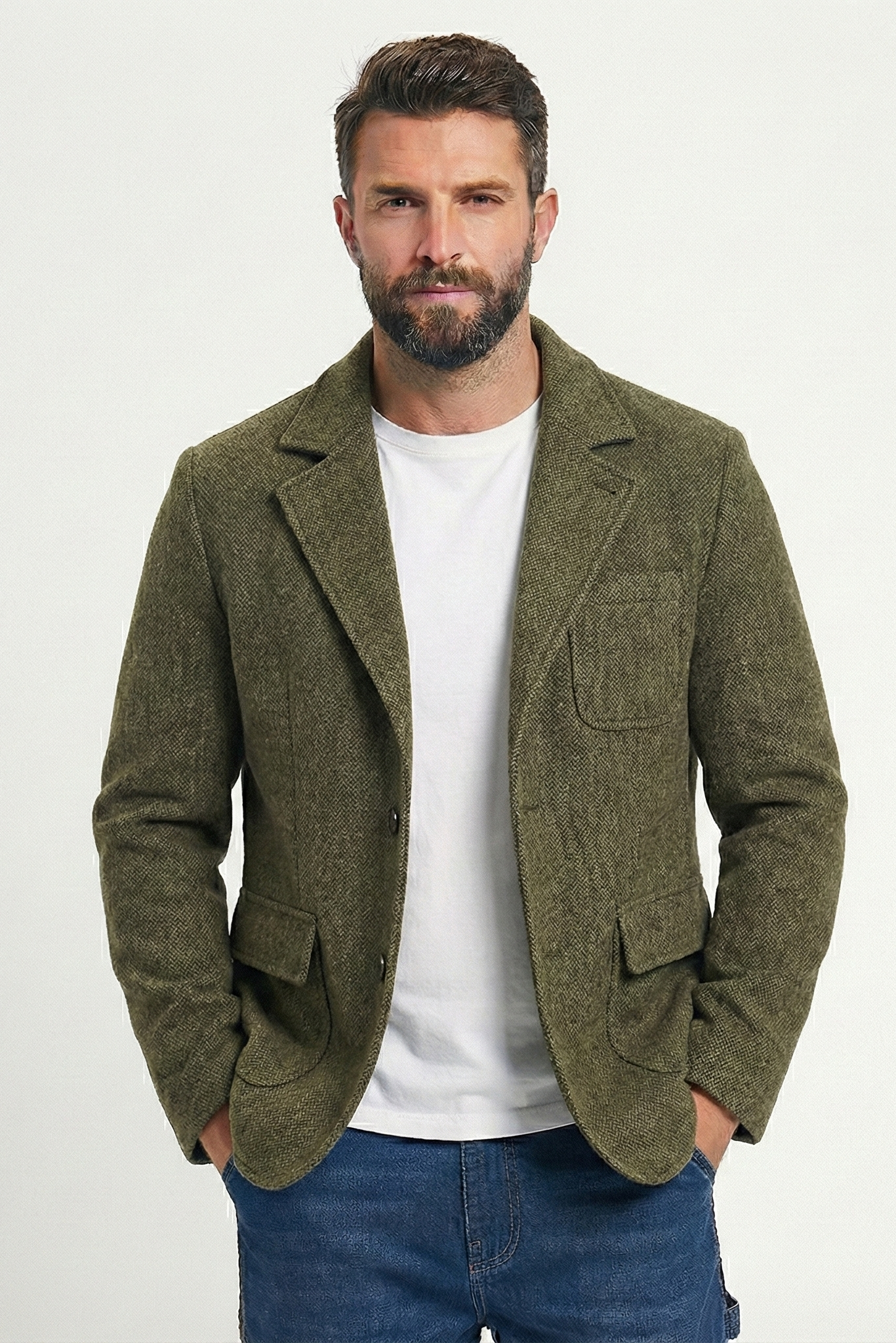 Veste à simple boutonnage en toile vintage pour hommes | Vezzo