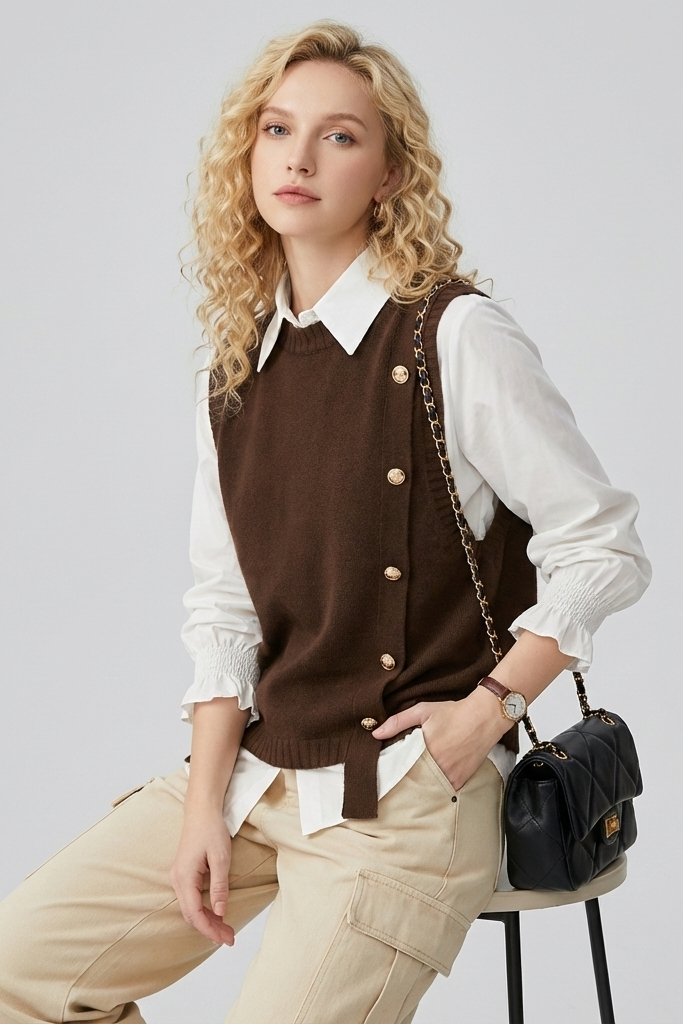 Gilet tricoté uni | Vezzo