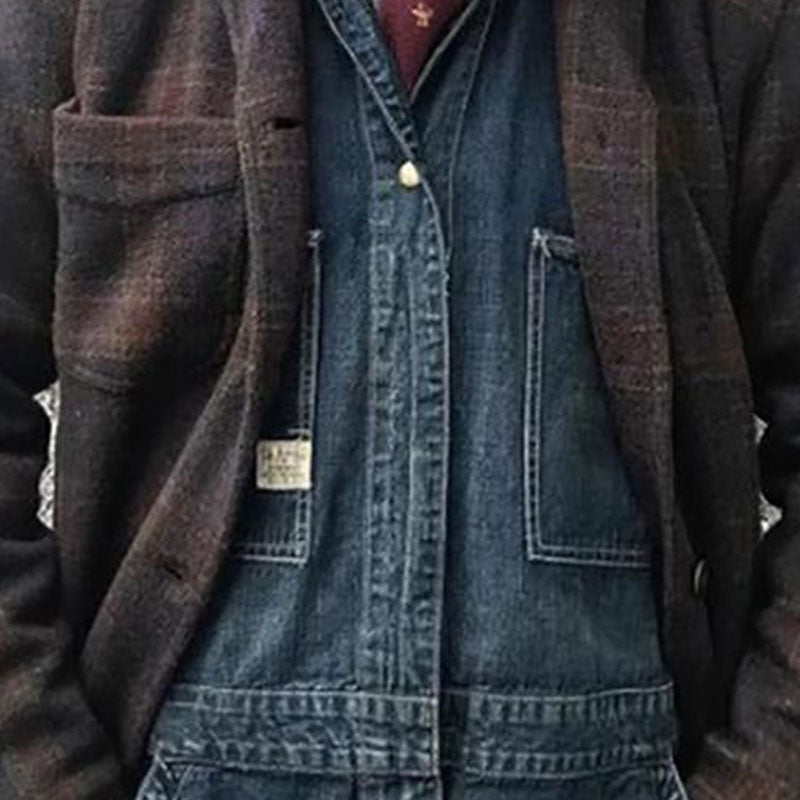 Veste ample à revers à carreaux rétro pour hommes | Vezzo