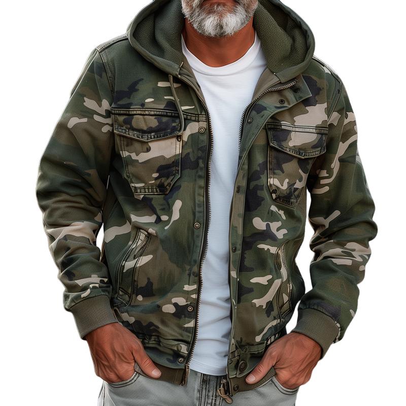 Veste cargo zippée camouflage pour hommes | Vezzo